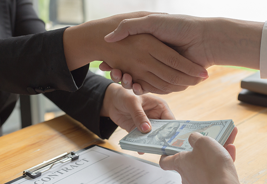 Handshake on debt collection agreement