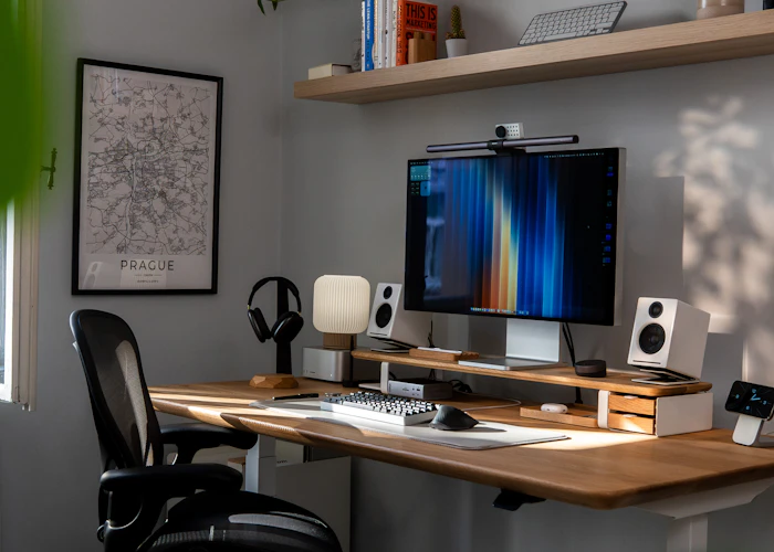 Modern debt collection office with technology dashboard